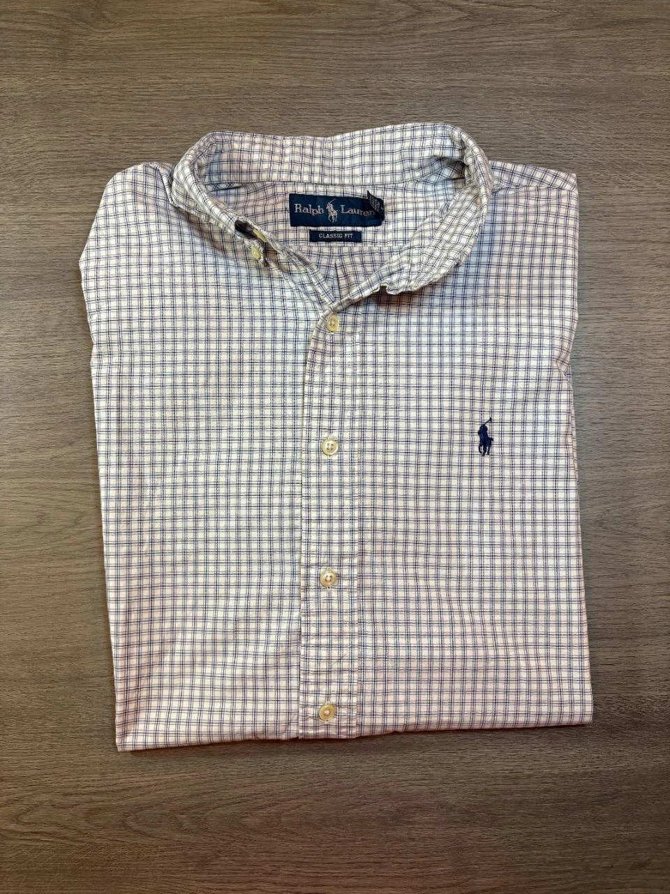 Chemise manche courte Ralph Lauren Classic Fit Homme – Taille L – Carreaux Bleu